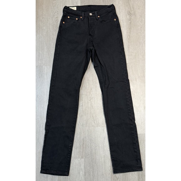Levi's Denim - Levis 501 Straight Leg Button Fly Denim Jeans Men's 25Wx32L Black Comfort Casual